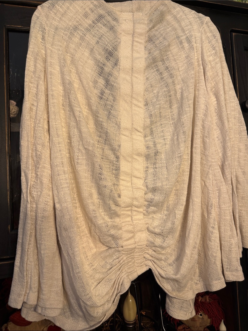 Maurices Cream Open-Front Ruffle Knit Cardigan - Picture 3 of 3